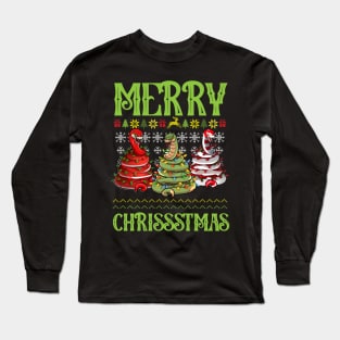 Snakes Merry Christmas Trees - Funny Mery Chrissstmas Long Sleeve T-Shirt